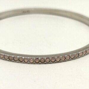 Swarovski Bangle Bracelet Pink Crystals Silver Tone Signed – One Stone Missing